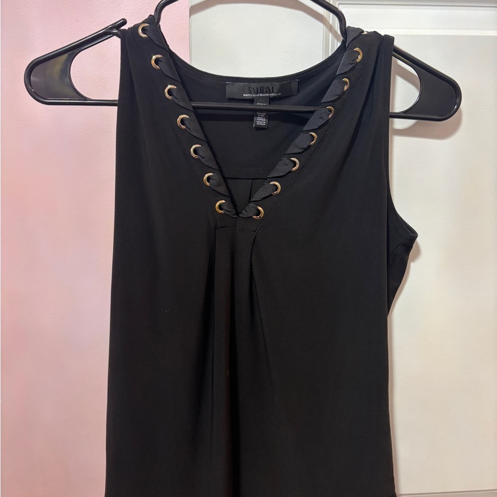 White House Black Market Black Lace-Up Tank Top